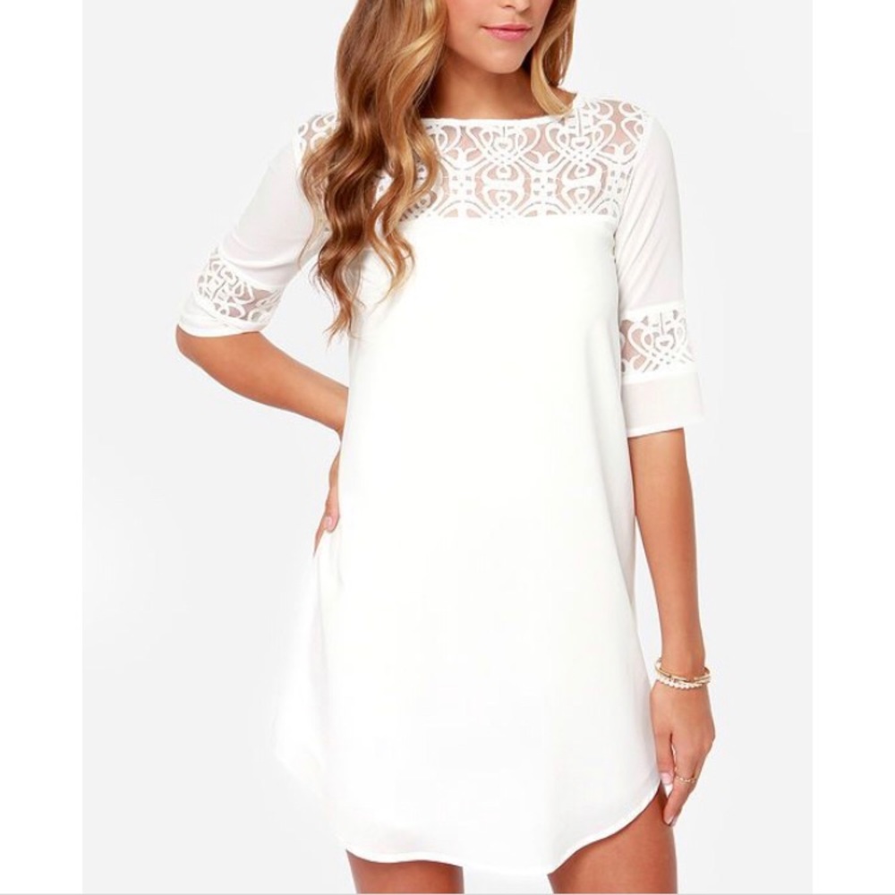 BB Dakota Ivory Lace Shift Dress XS